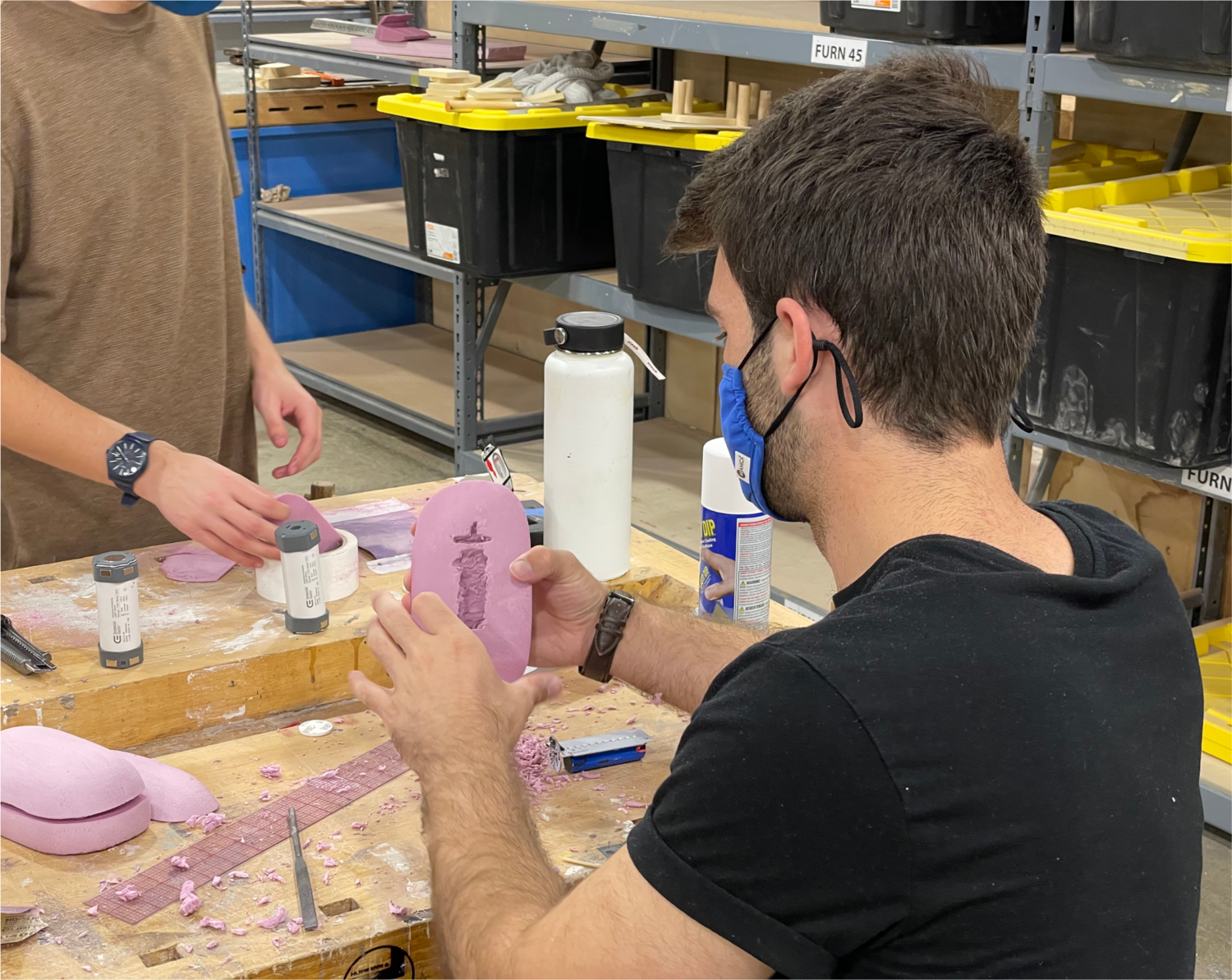 Low-fi physical prototype — pink foam