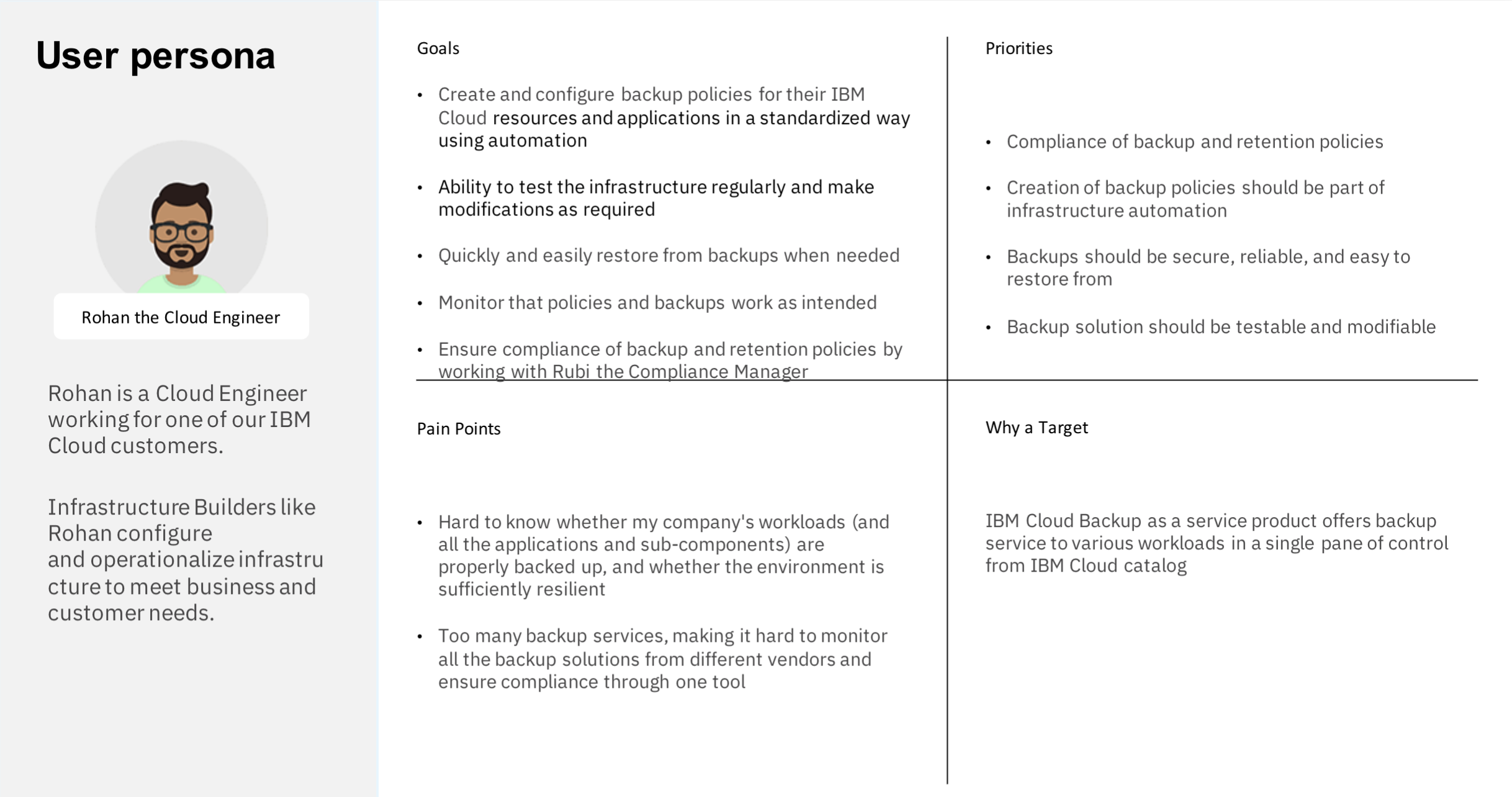 User persona — backup administrator